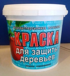 Краска д/деревьев 1,3кг вододиспер. латексная /12шт//Ведро