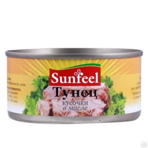 Тунец кусочки в с/с «Sunfeel» (ж/б) 170г Китай