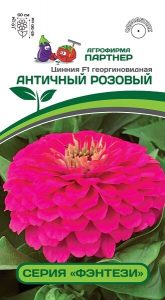 Цинния ФЭНТЕЗИ АНТИЧНЫЙ РОЗОВЫЙ F1 /4шт георгиновид Н45-50см сер.Фэнтези 2-ной пак /однолетник/ЦП НОВИНКА!!!